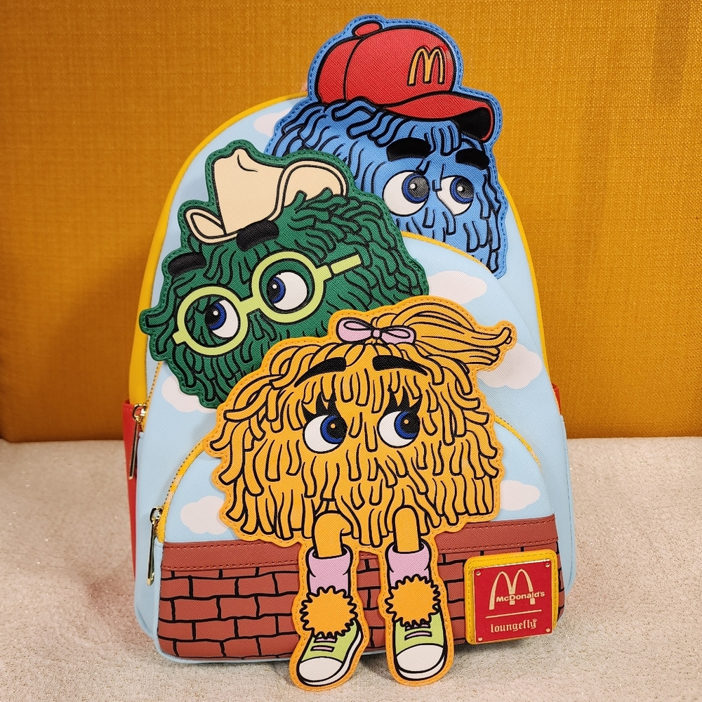 Loungefly McDonalds Fry Gang Fry Guys Fast Food Triple Pocket Mini Backpack NEW